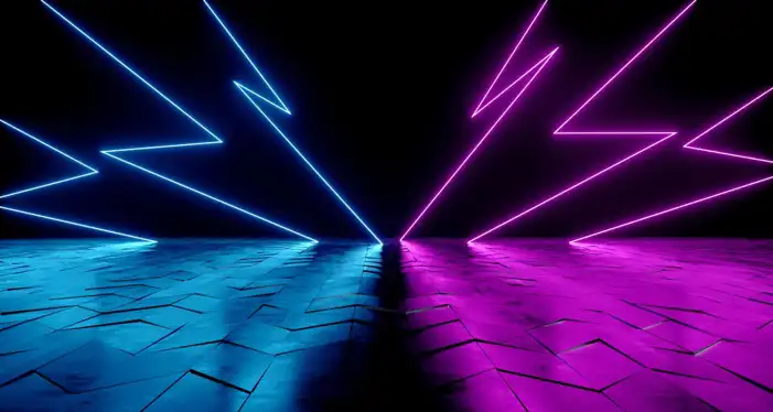 Neon Blue Purple Light Room Background