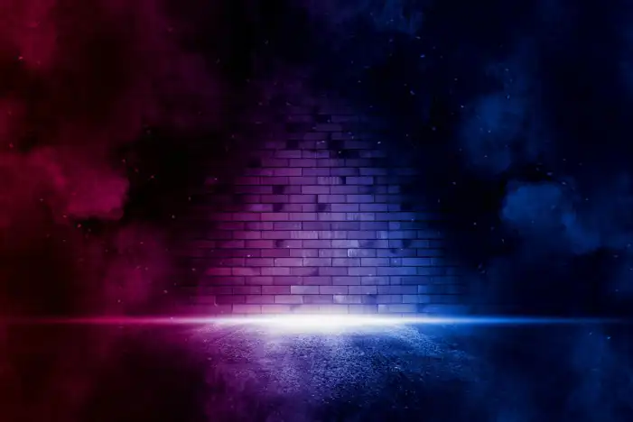 Neon Brick Wall With A Light Shining On It Background