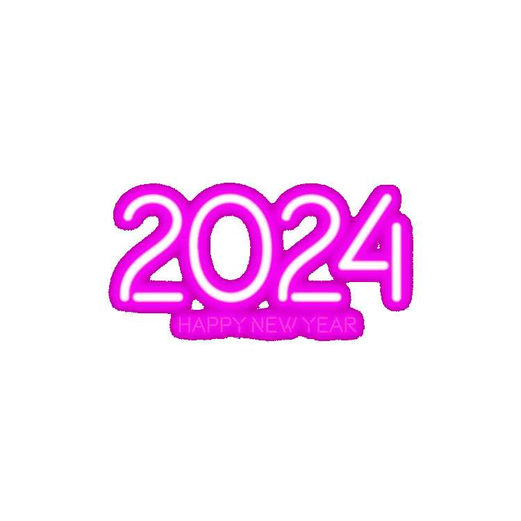 Neon Happy New Year 2024 PNG HD