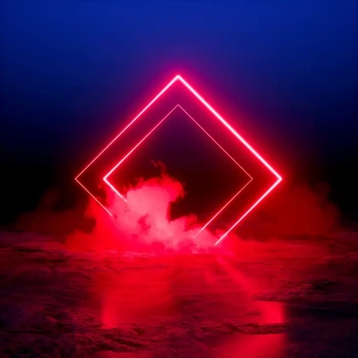 Neon pyramid with a red light Background