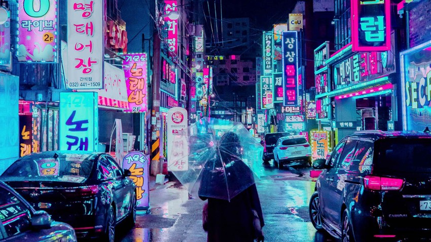 Neon Road Background Wallpaper Full HD Download