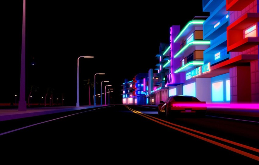 Neon Road Background Wallpaper Full HD Download