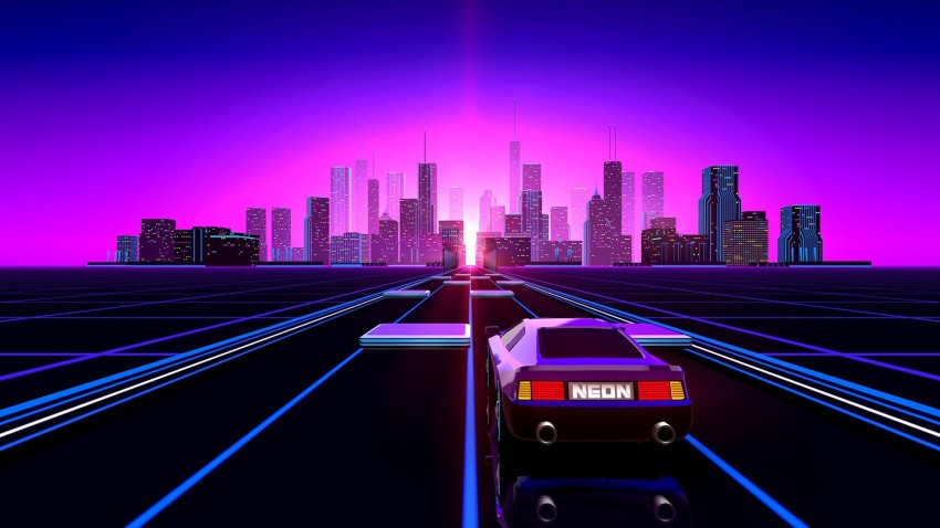 Neon Road Background Wallpaper Full HD Download