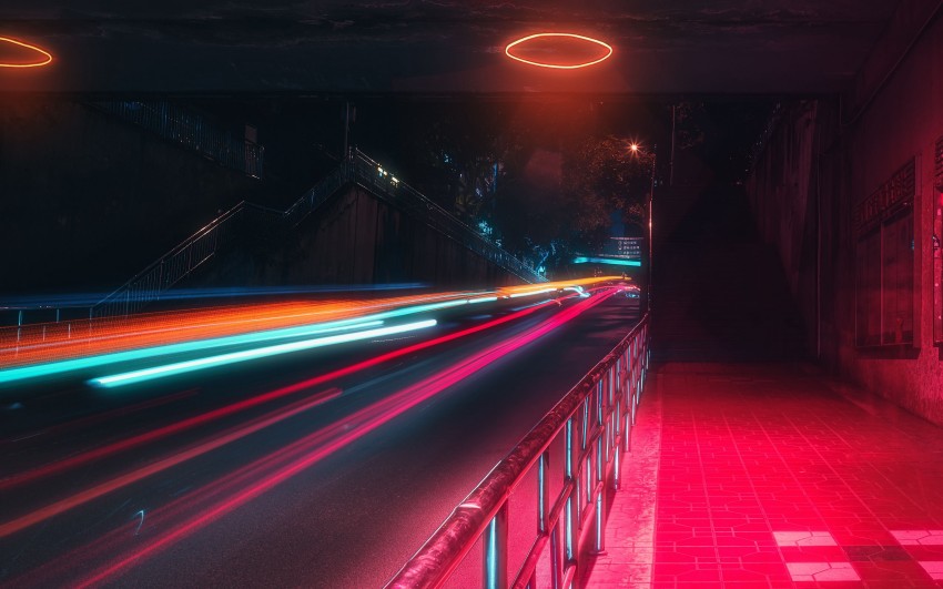 Neon Road Background Wallpaper Full HD Download