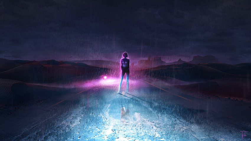 Neon Road Background Wallpaper Full HD Download