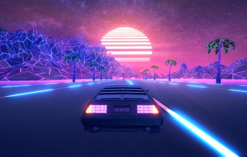 Neon Road Background Wallpaper Full HD Download