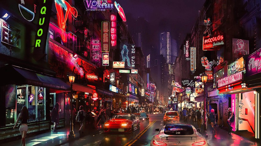 Neon Road Background Wallpaper Full HD Download