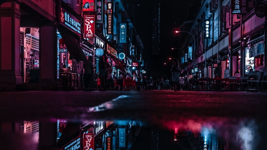 Neon Road Background Wallpaper Full HD Download