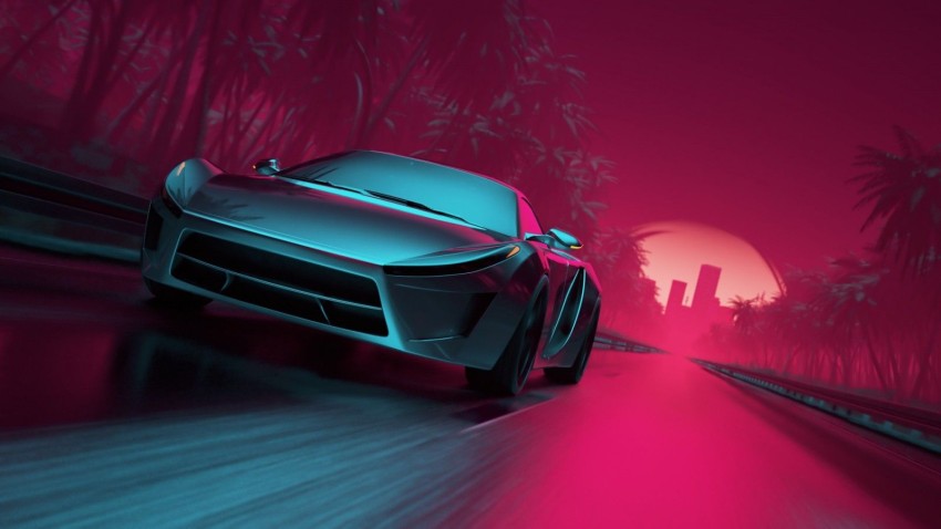 Neon Road Background Wallpaper Full HD Download