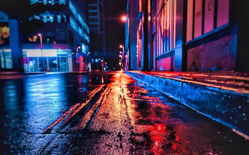 Neon Road Background Wallpaper Full HD Download