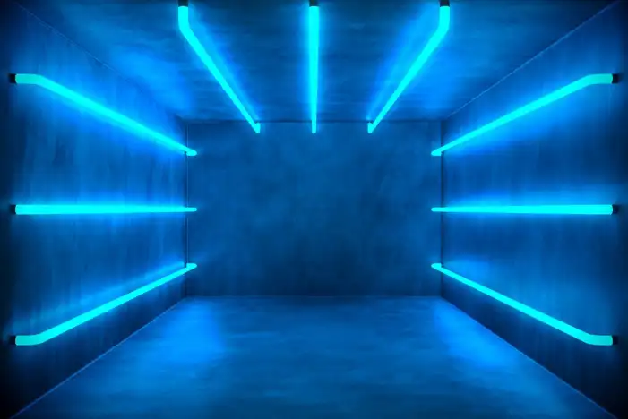 Neon Room With Blue Light Background