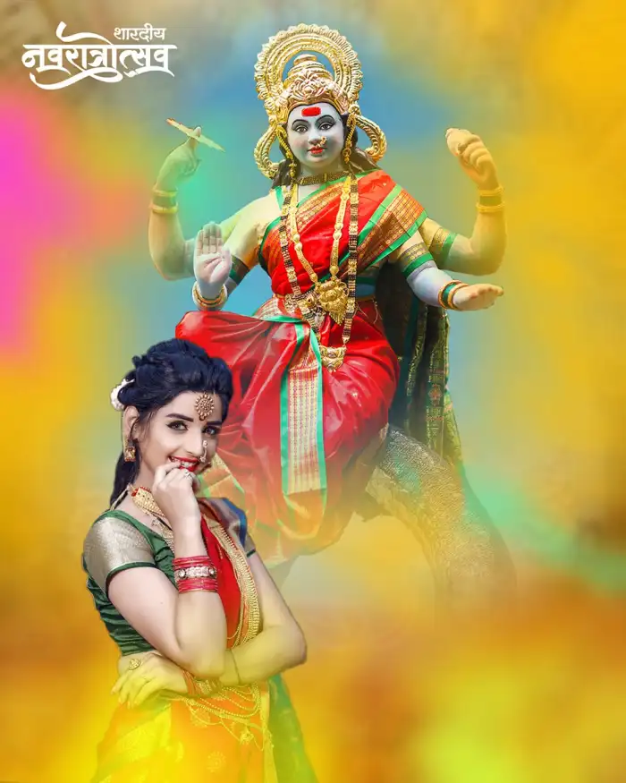 New Happy Navratri Girl Photo Editing Background