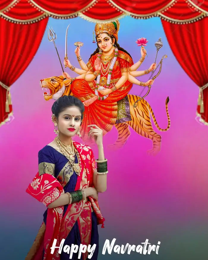 New Happy Navratri With Girl CB Editing Background