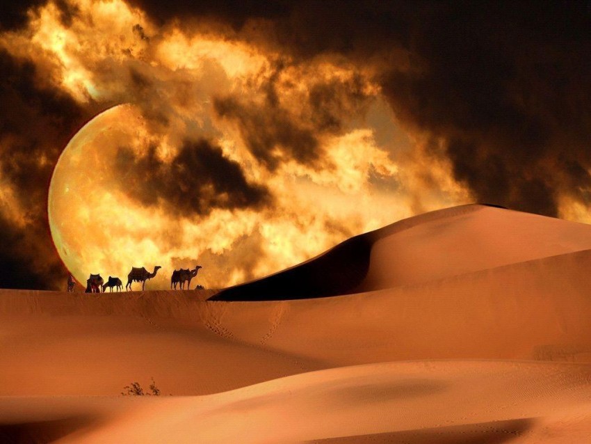 Night Moon Sahara Background HD Download Free