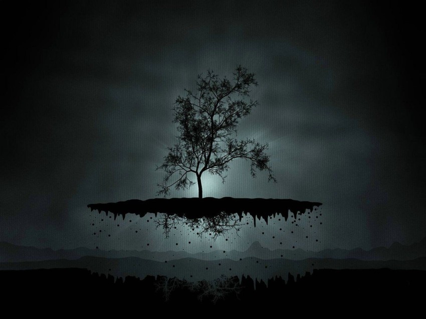 Night Single Tree Background HD Download