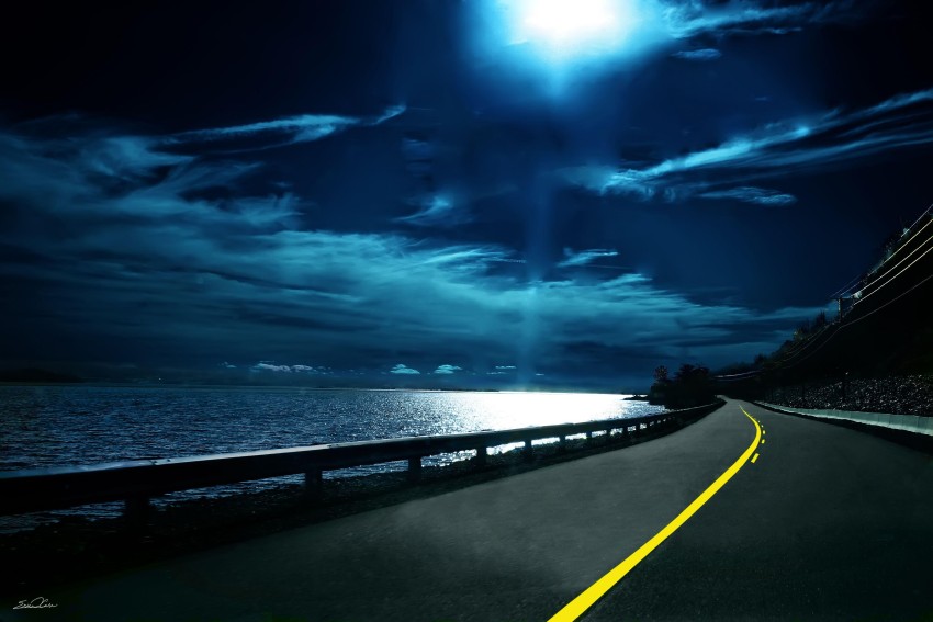 Night Sky  Road Background  Full HD   Download Free