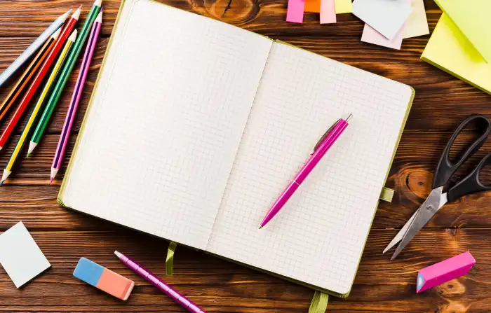 Notebook With Pen Paper Background HD Images