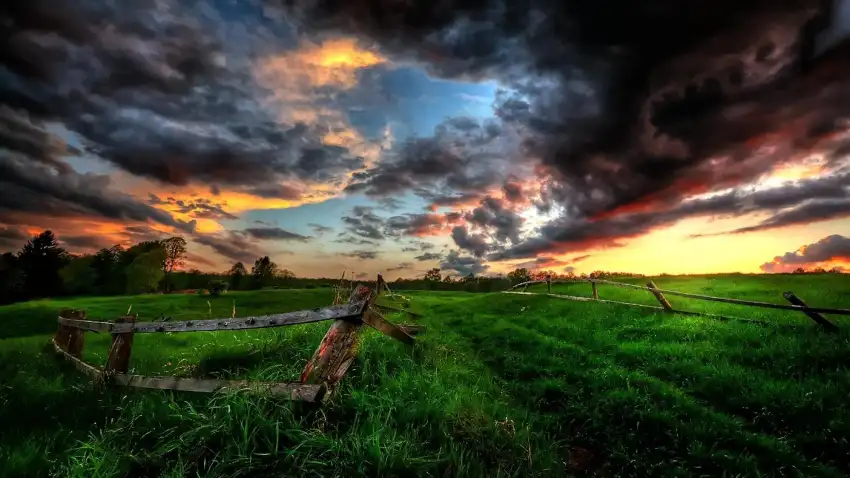 Open Field With Sky Background Wallpaper HD Download