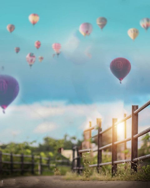 Parachute Balloon Flying In Sky CB Background