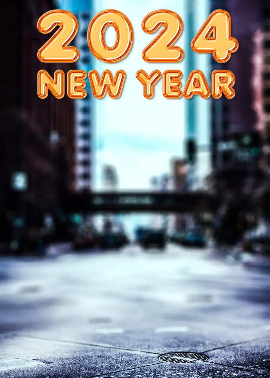 Photo Editing 2024 Happy New Year Window With A Sign On It Background