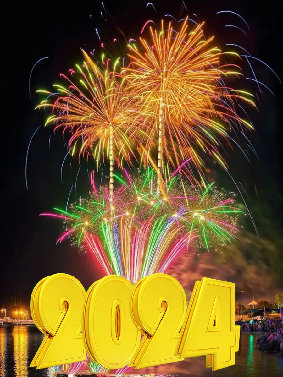 Photo Editing  Happy New Year 2024 Fireworks In The Sky HD Background