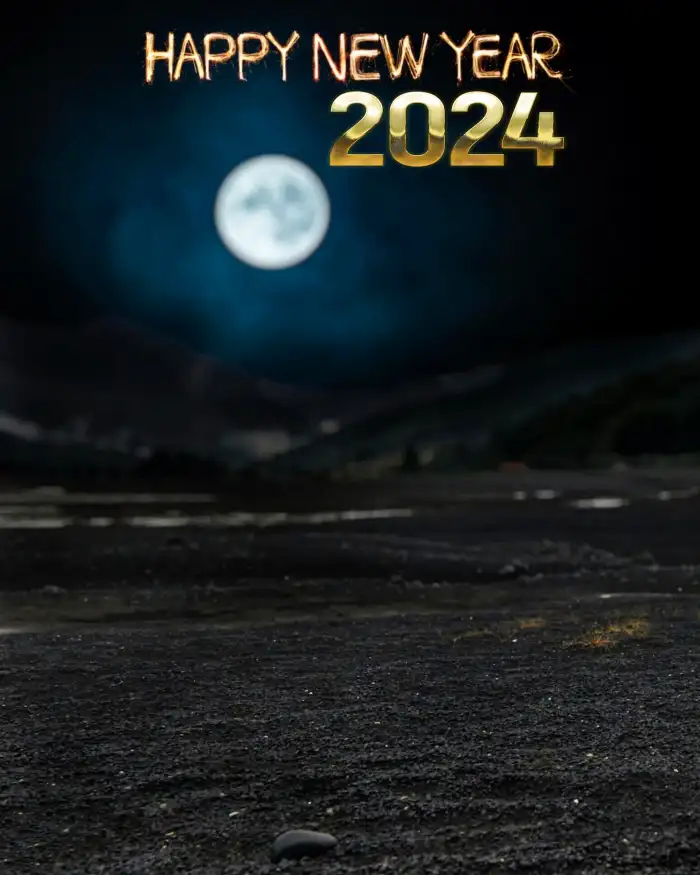 Photo Editing Happy New Year 2024 Moon Over A Road Background