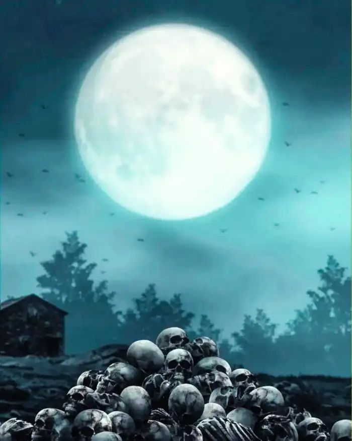 Photo Editing Moon In The Sky Man Skull Background