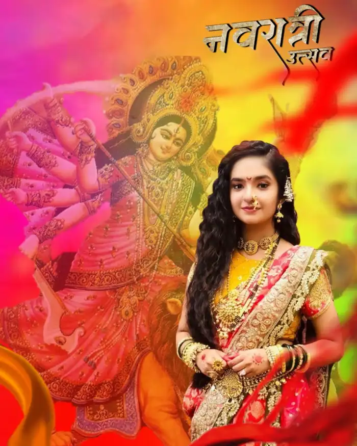 Photo Editing Navratri With Beautiful Girl Background