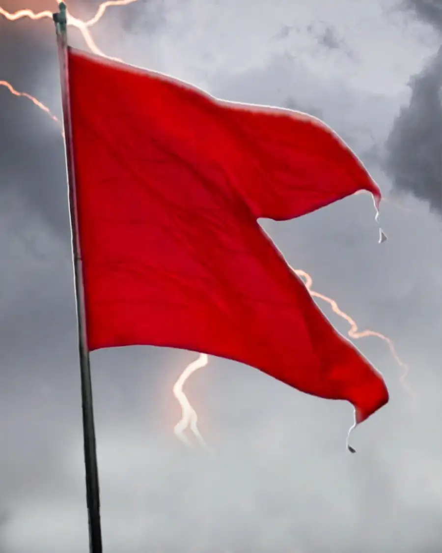 Photo Editing Red Flag Flying In The Sky Background