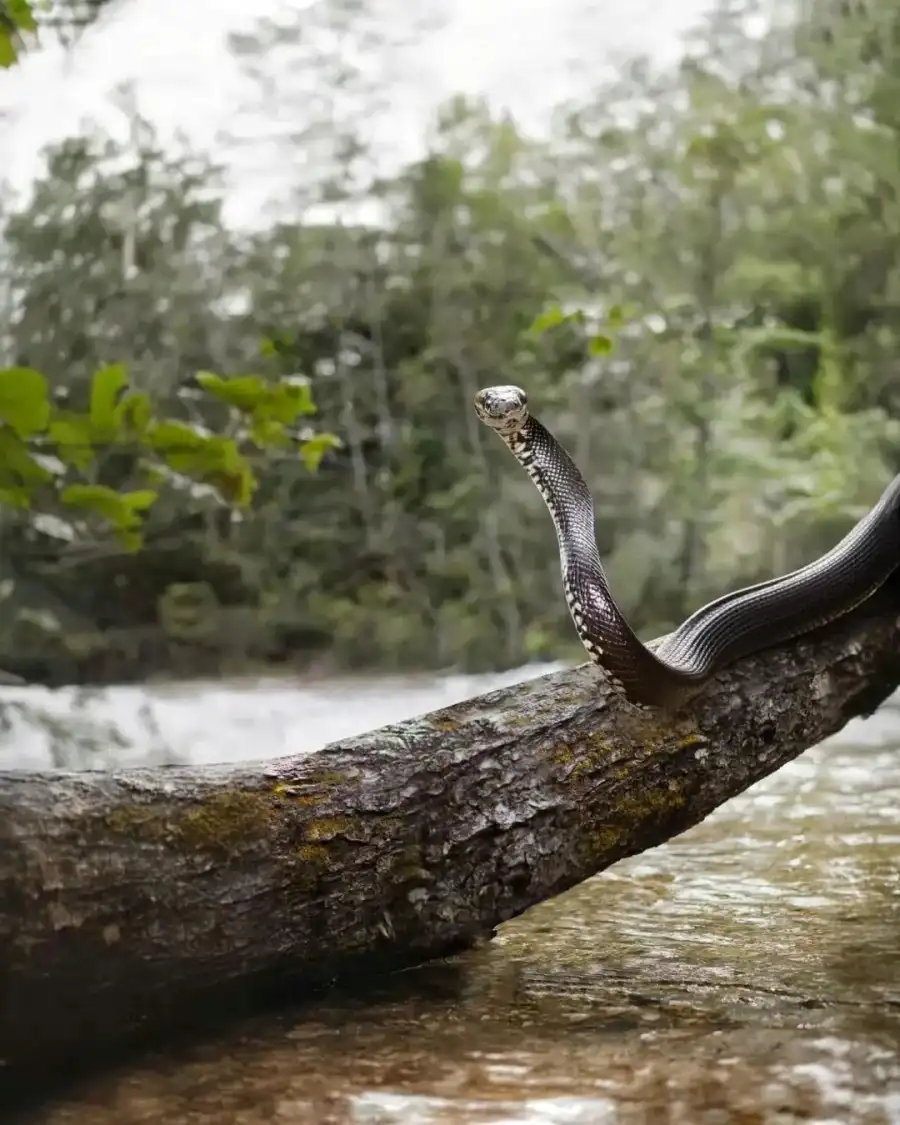 Photo Editing Snake On A Log Background