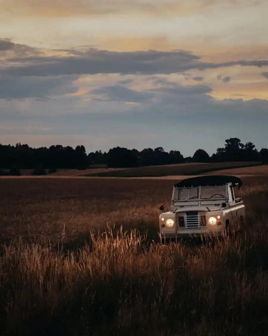 Photoshop Editing Car Parked In A Field Background