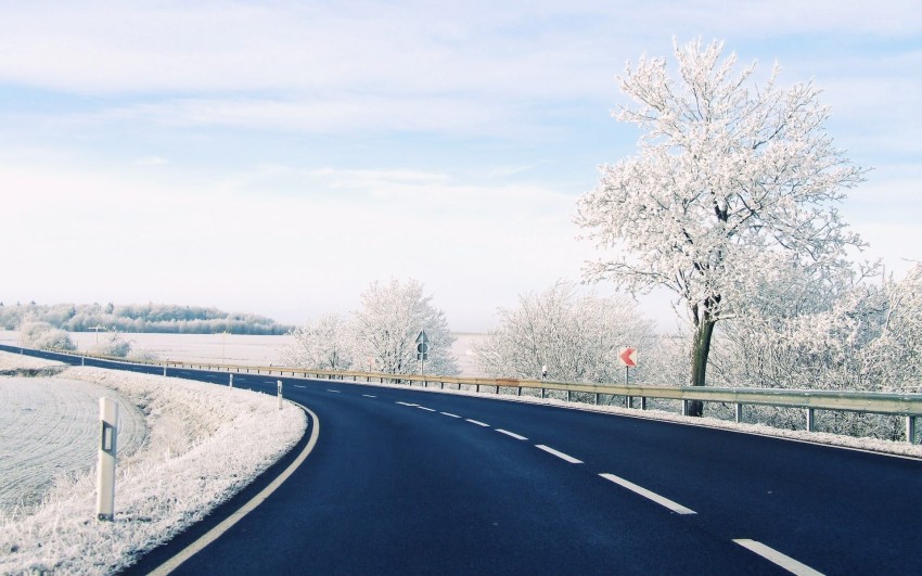 Photoshop Winter Road Background Full HD Download