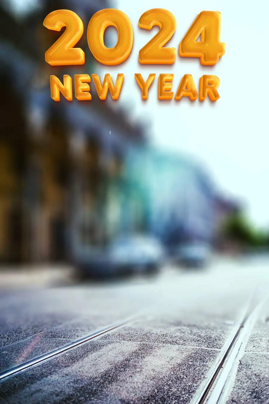 Picsart 2024 Happy New Year Book Cover With A Train On The Tracks Background