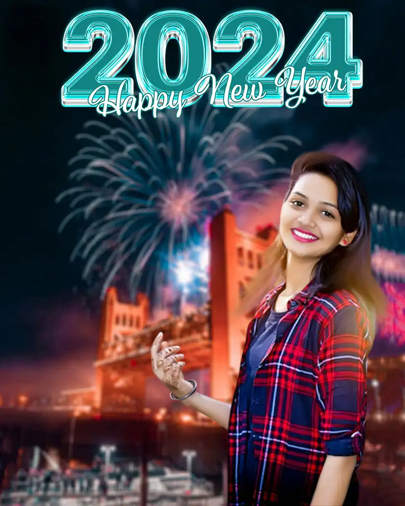 Picsart 2024 Happy New Year Girl Posing For A Picture Background