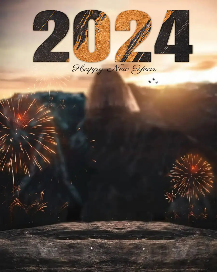 Picsart 2024 Happy New Year Person Looking At Fireworks Background