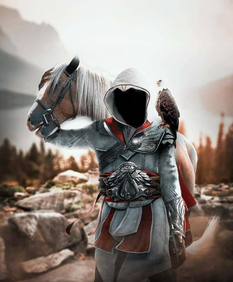 Picsart Horse With Man Without Face Background