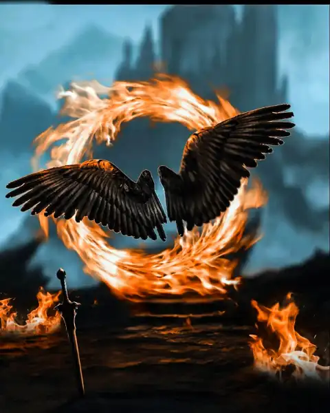 Picsart Black Fire Wings  Background Full HD Download