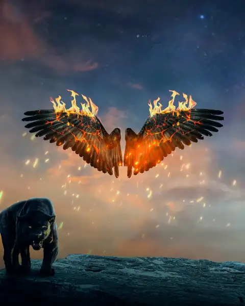 Picsart Fire Wings With Chetah Background Full HD Download