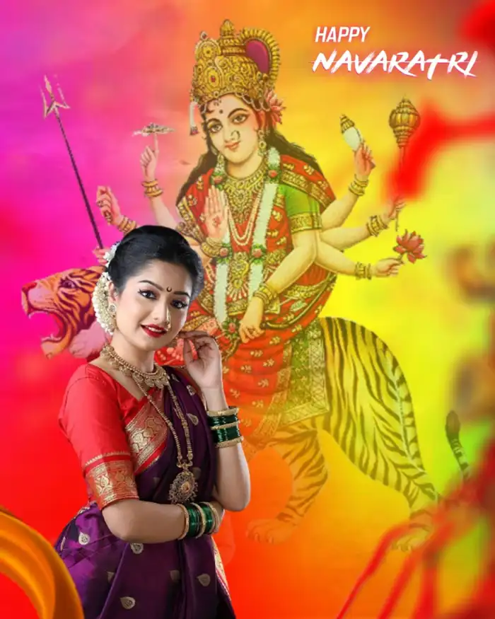 Picsart Girl In Saree Happy Navratri Background