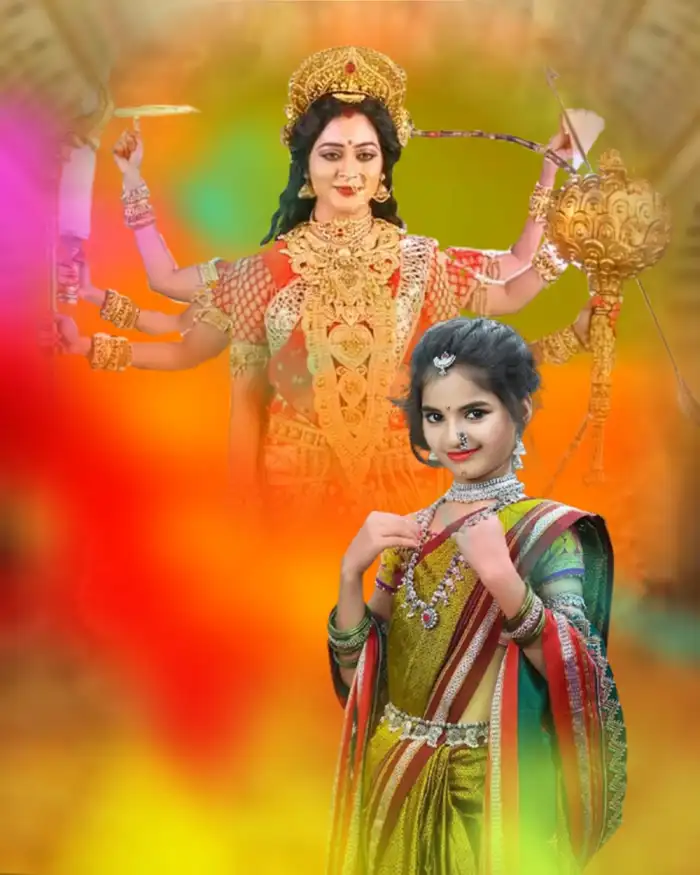 Picsart Happy Navratri Girl In Sare Full HD Background