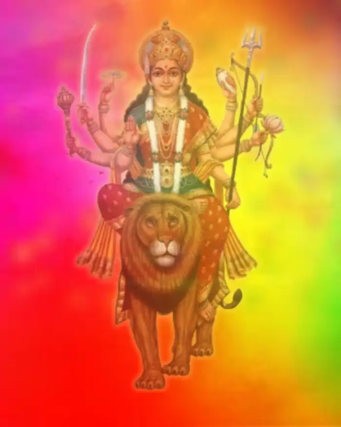 Picsart Happy Navratri Maa Durga Siting On Lion Background