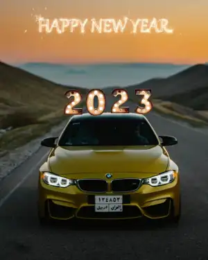 Picsart Happy New Year 2023 Background Golden Car