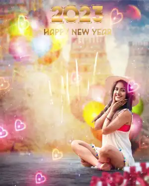 Picsart Happy New Year 2023 Background Sitting Girl