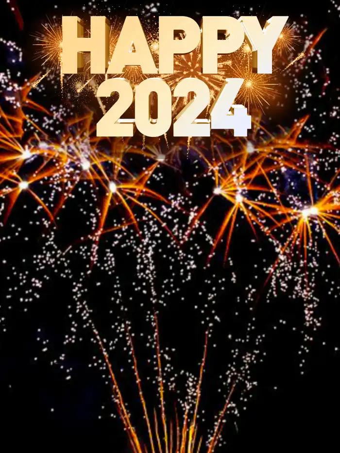 Picsart Happy New Year 2024 Close Up Of  Fireworks Background