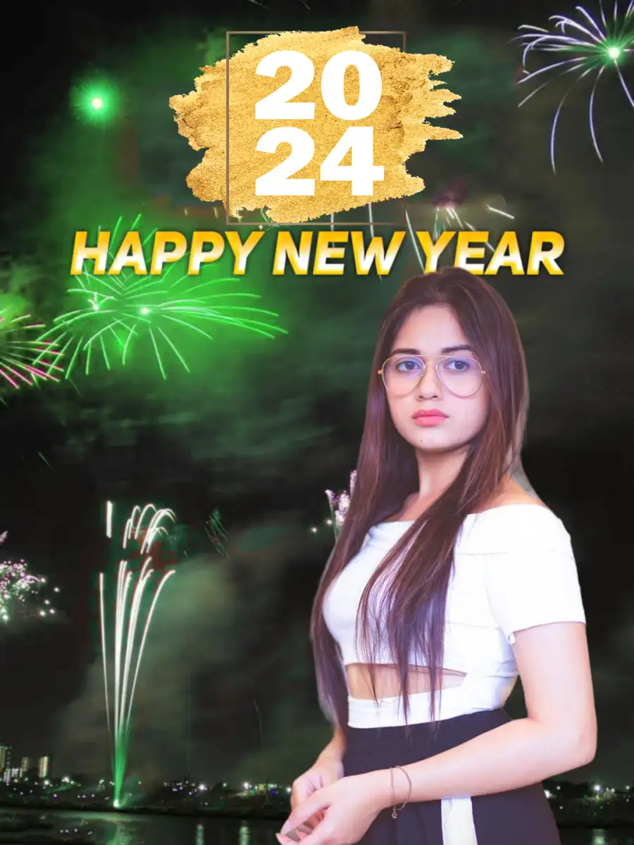 Picsart Happy New Year 2024 Woman Standing  Background