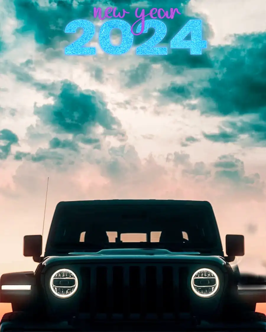 Picsart Happy New Year Car With A 2024  Logo Top Background