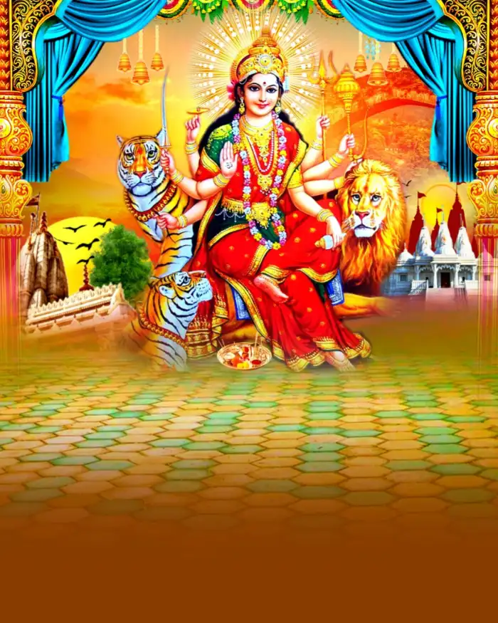 Picsart Navratri Maa Durga On Lion Photo Editing Background HD Images