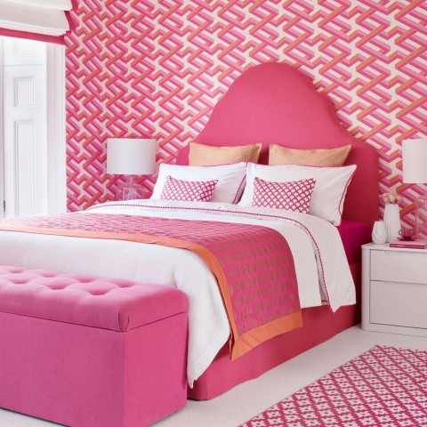 Pink Bed Room HD Background Wallpaper Download