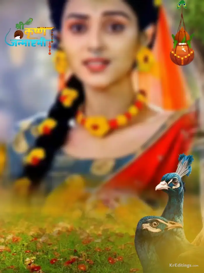 Radha Krishna Peacock Janmashtami  Editing Background