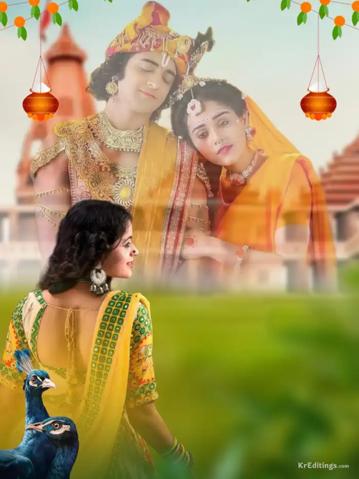 Radha Sitting Krishna Janmashtami  Editing Background